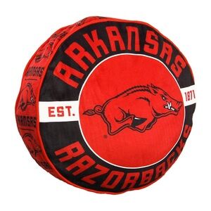 Arkansas Razorbacks Red and Black Round Cushion pillow New with tags!